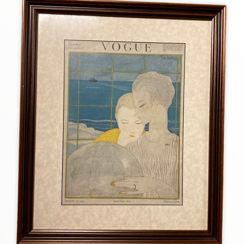 A Vintage Vogue Magazine Cover of Two Women Framed
